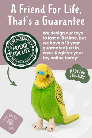 LIVING NATURE - Yellow Budgerigar Plush Toy with Sound - Petservo