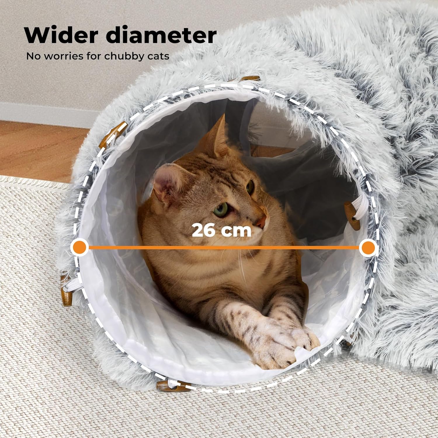 PaWz - Large Cat Tunnel Bed with Central Soft Mat, Fluffy Cat Cave Donut Tunnel at Pet Servo
