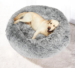 PaWz Dog Cat Fluffy Donut Calming Nest Bed with Removable Machine Washable Cover (Charcoal) at Pet Servo