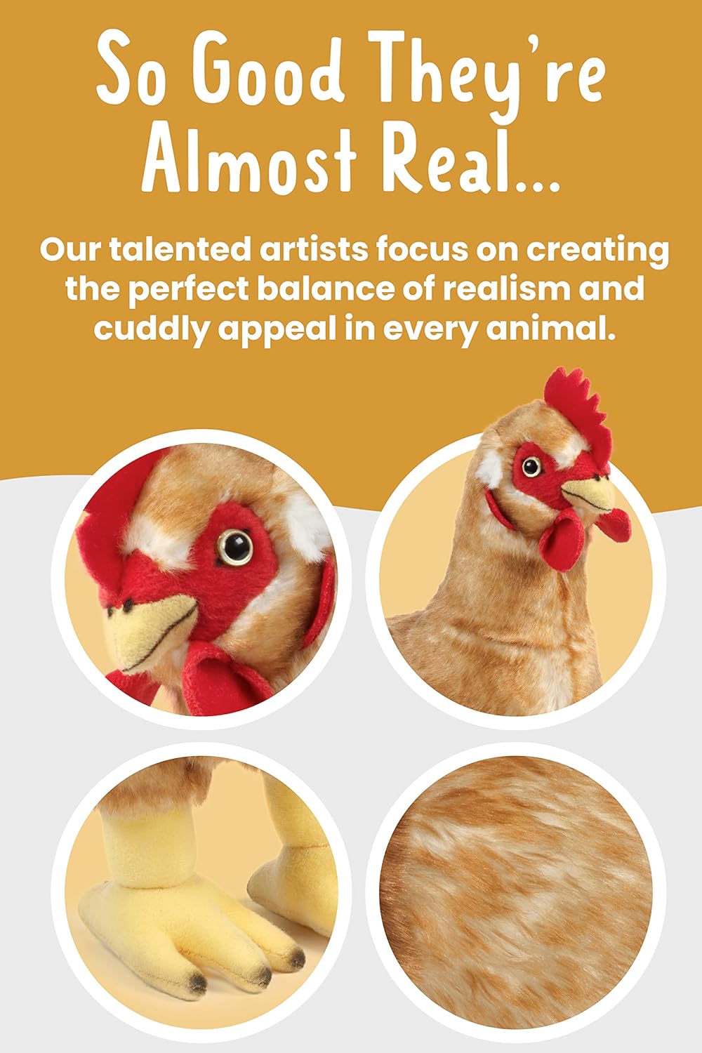 Realistic Homeless Chicken Living Nature 35cm Hen Chicken - Realistic Soft Farm Animal Toy ...
