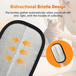 Pet grooming brush with bidirectional bristle design, showing how bristles gather automatically at Pet Servo