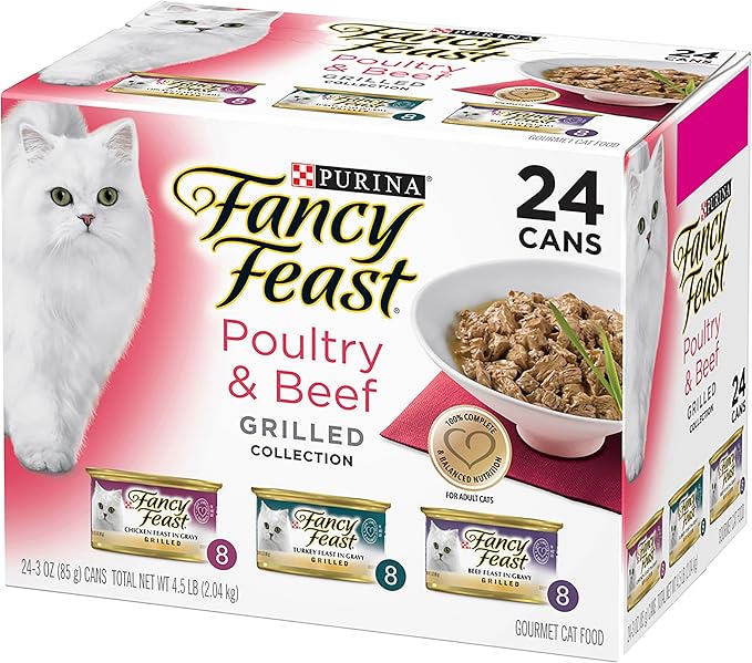 FANCY FEAST - Adult Wet Cat Food Classic Poultry & Beef Grilled Collection - 24x85g