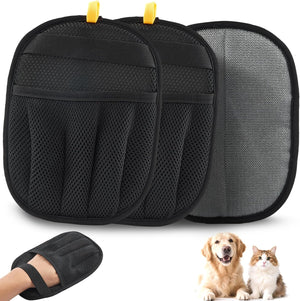 Three black mesh car seat covers with a foot scrubber and two pets on a white background at Pet Servo
