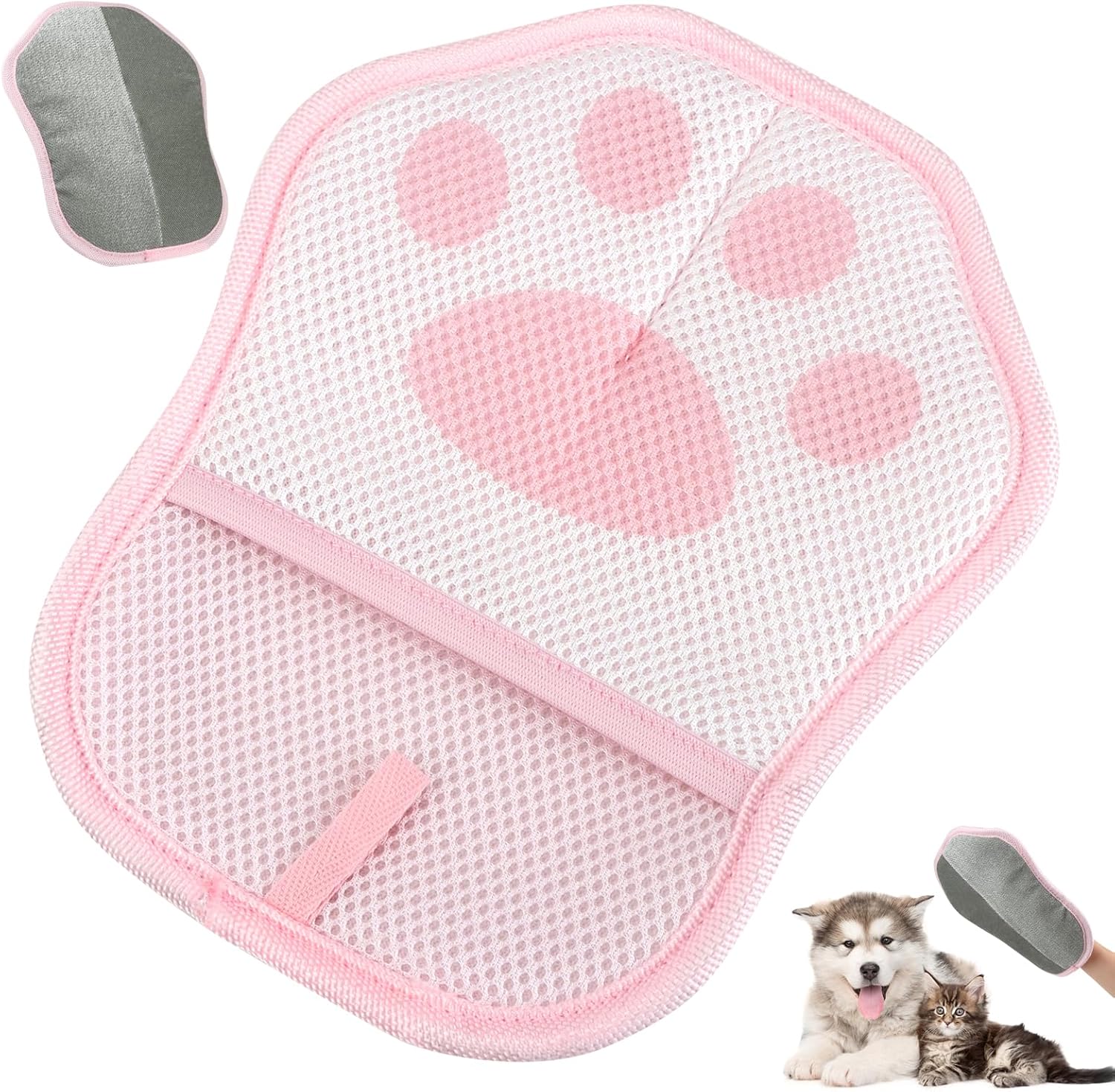 Pink paw-shaped pet mat with a paw print design on a white background at Pet Servo