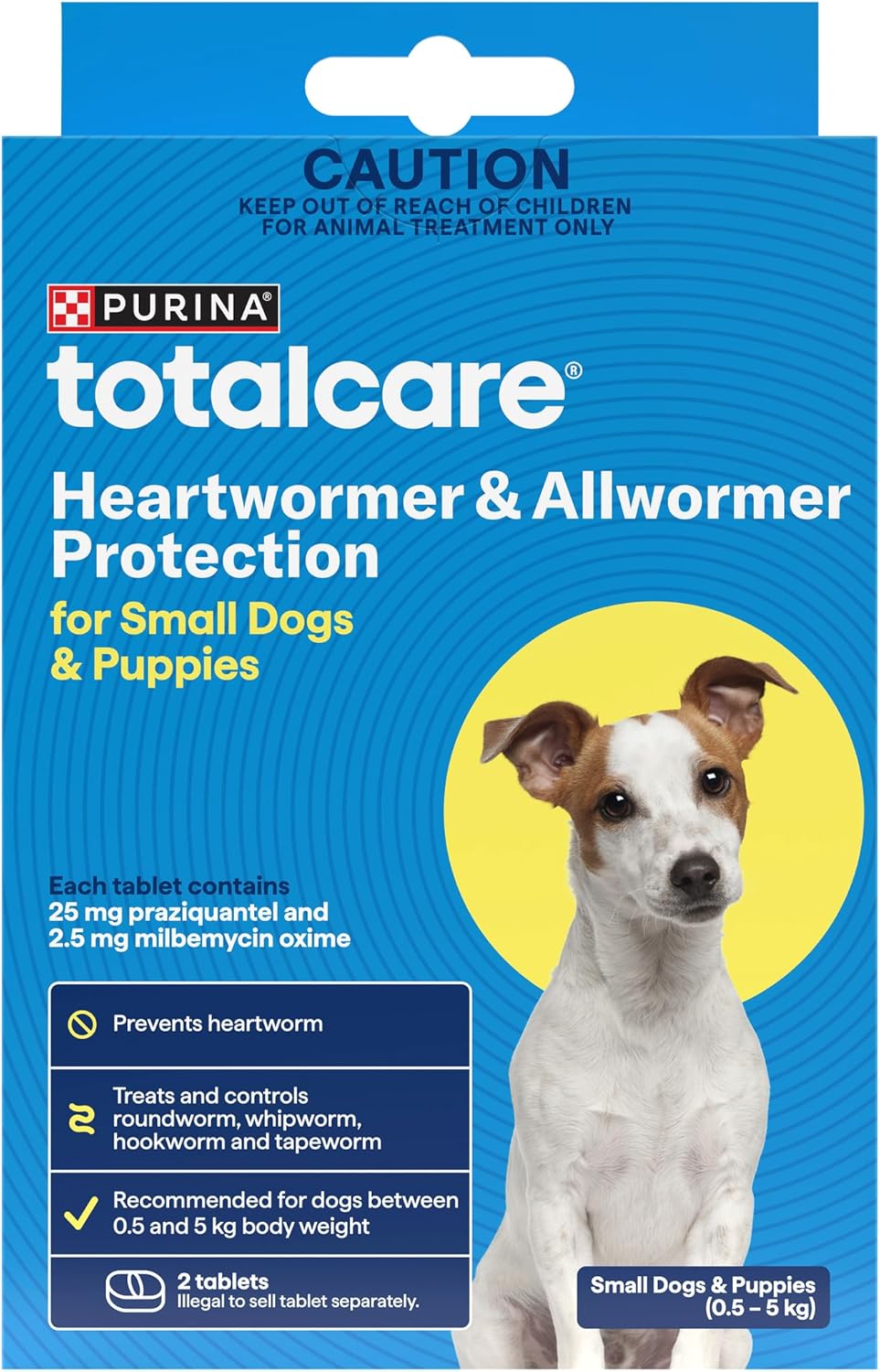 Purina Totalcare heartworm & allwormer protection packaging for small dogs and puppies at Pet Servo