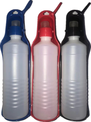 Three plastic bottles with colorful caps on a white background at Pet Servo