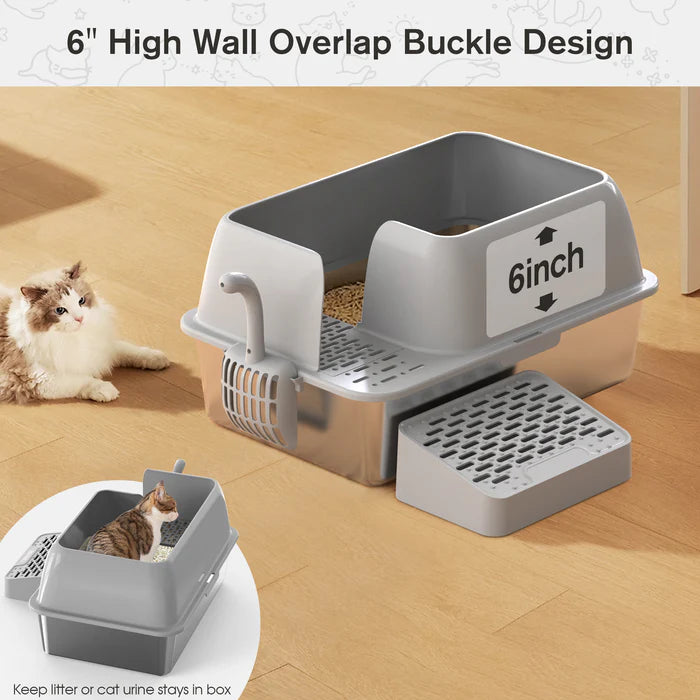 Shop Advwin Stainless Steel Cat Litter Box with Scoop & Pedal petservo-4