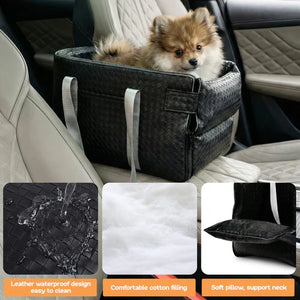 Pet carrier for small dogs in a car with features highlighted at Pet Servo