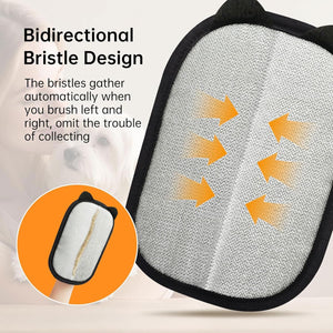 Cleaning pad with bidirectional bristle design and text explaining its functionality at Pet Servo