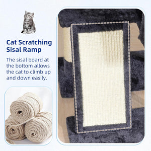 Cat scratching sisal ramp with sisal board and cat illustration on a light blue background at Pet Servo