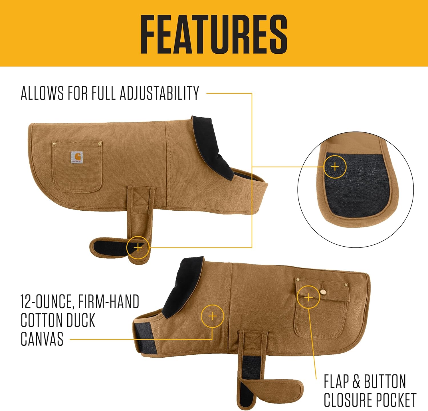 CARHARTT - Brown Insulated Dog Coat for Cold Weather - Petservo