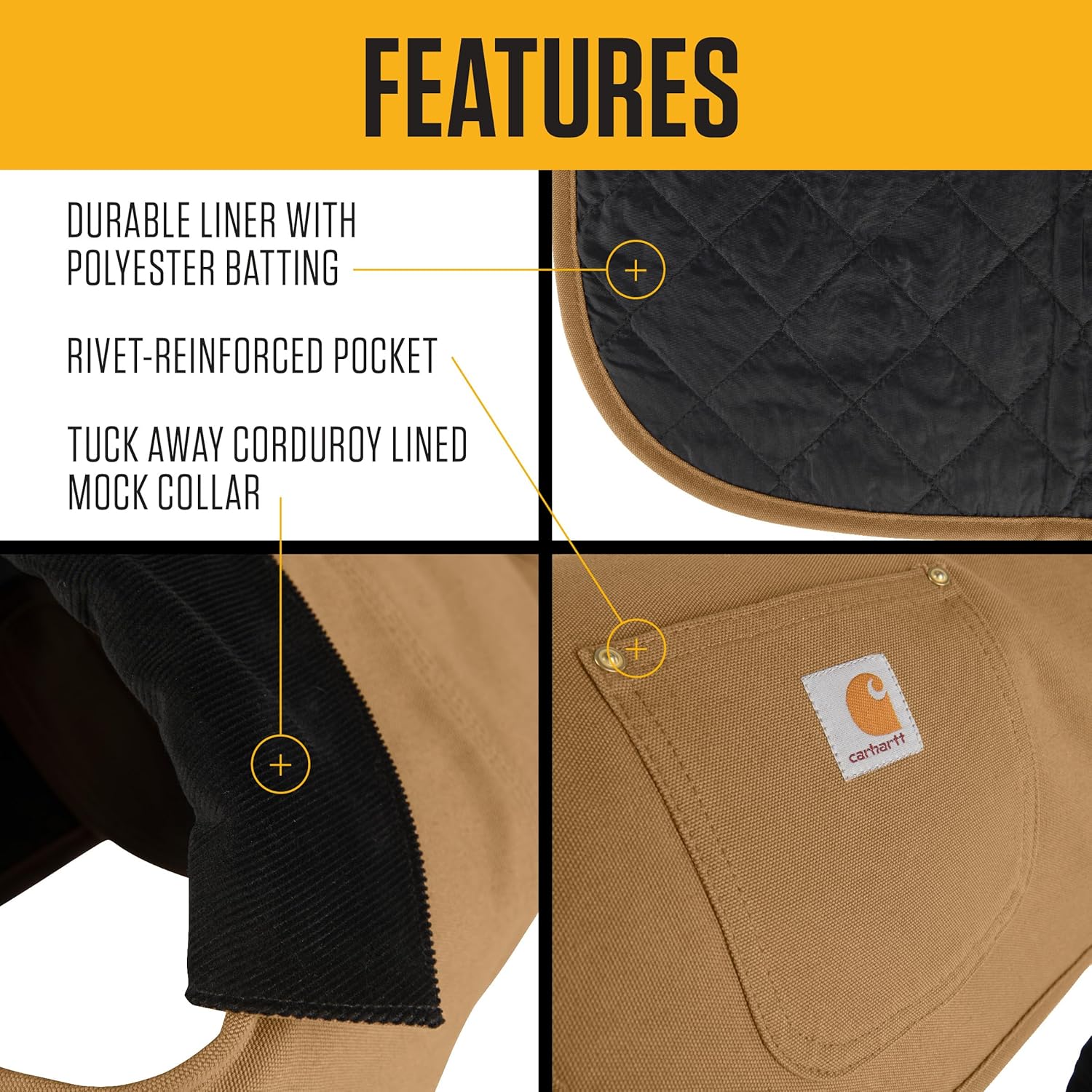 CARHARTT - Brown Insulated Dog Coat for Cold Weather - Petservo