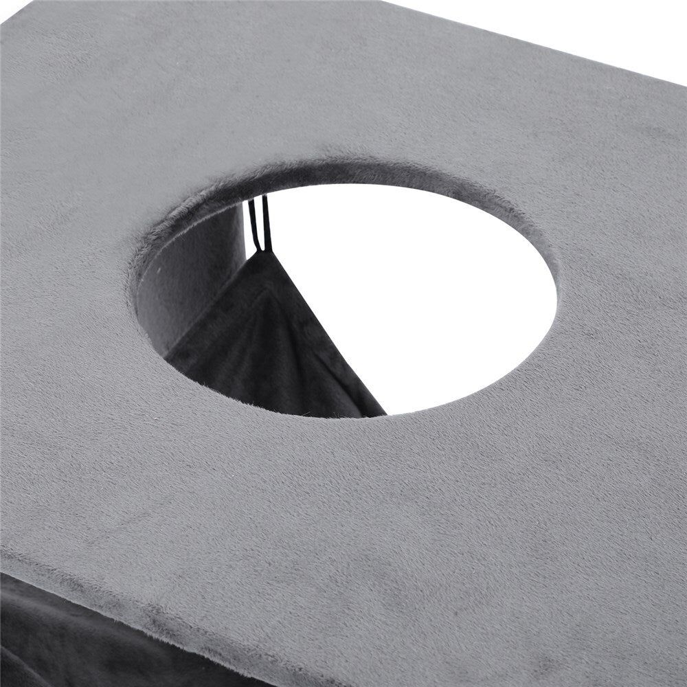 Close-up of a gray concrete block with a circular hole at Pet Servo