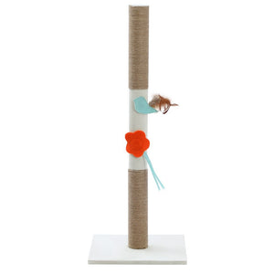Cat scratch post with colorful decorations on a white background at Pet Servo