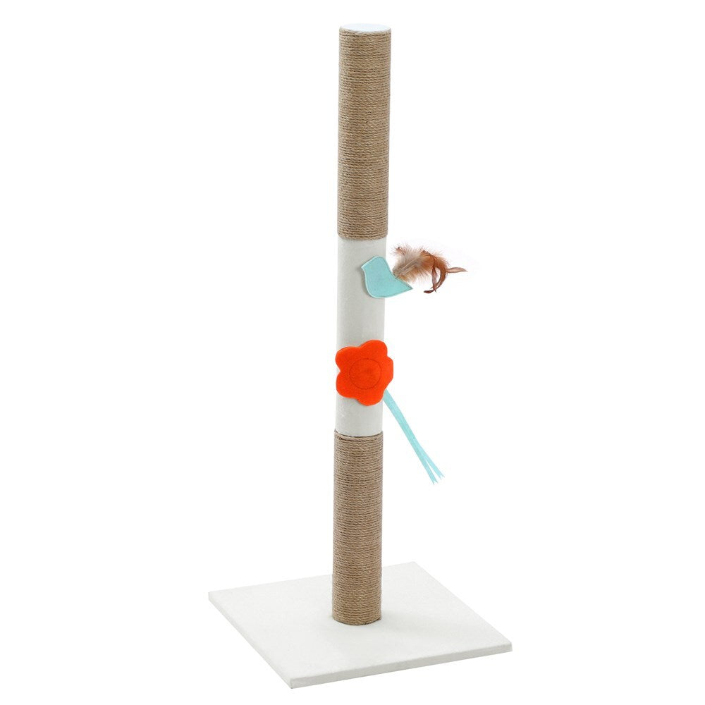 Cat scratching post with toys on a white background at Pet Servo