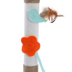 Cat toy with a flower and bird design on a white background at Pet Servo