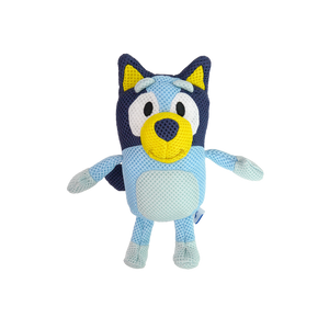 Blue and yellow plush toy on a white background at Pet Servo