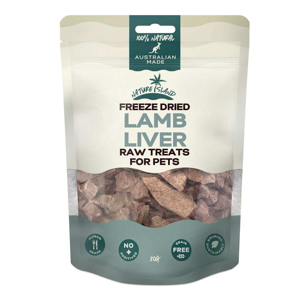 Nature Island - Freeze Dried Lamb Liver Raw treats 80g for Pets - Petservo