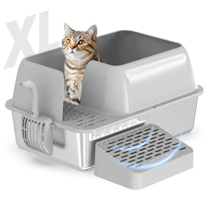 Shop Advwin Stainless Steel Cat Litter Box with Scoop & Pedal petservo