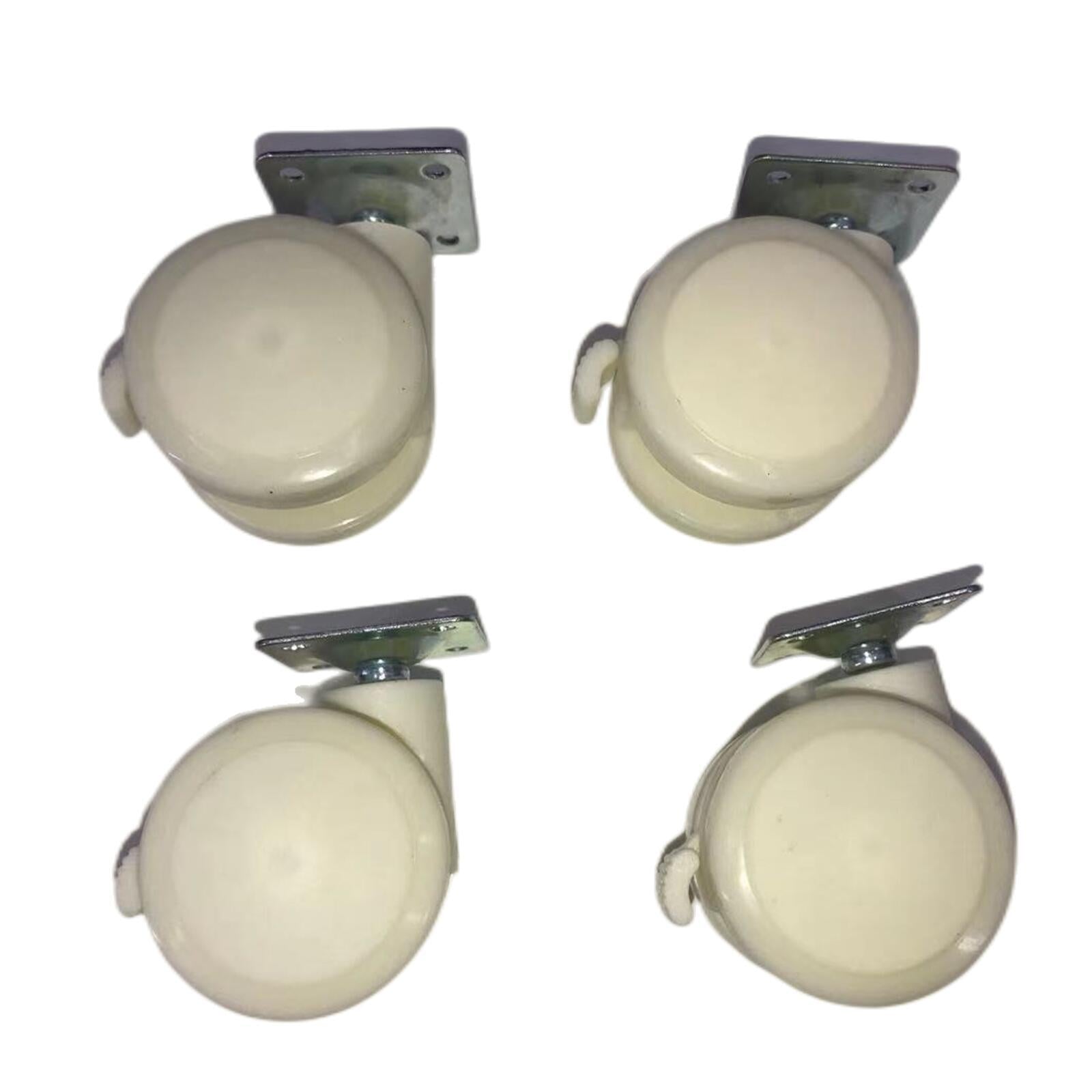 Four white caster wheels with metal brackets on a white background at Pet Servo