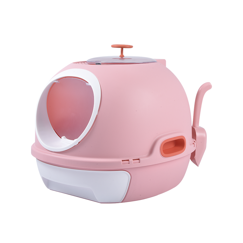YES4PETS - Hooded Pink Cat Litter Box with Drawer & Scoop - Pet Servo