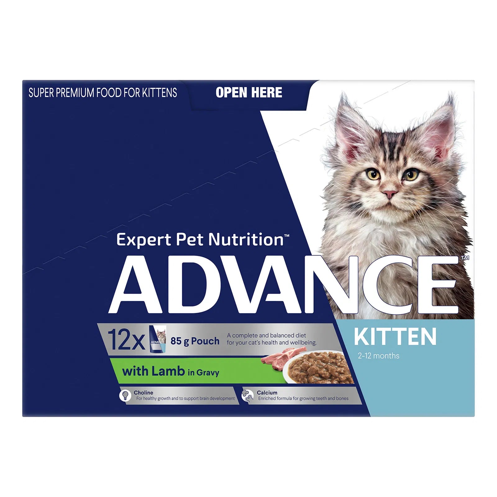 Advance kitten food packaging with a cat on the label at Pet Servo