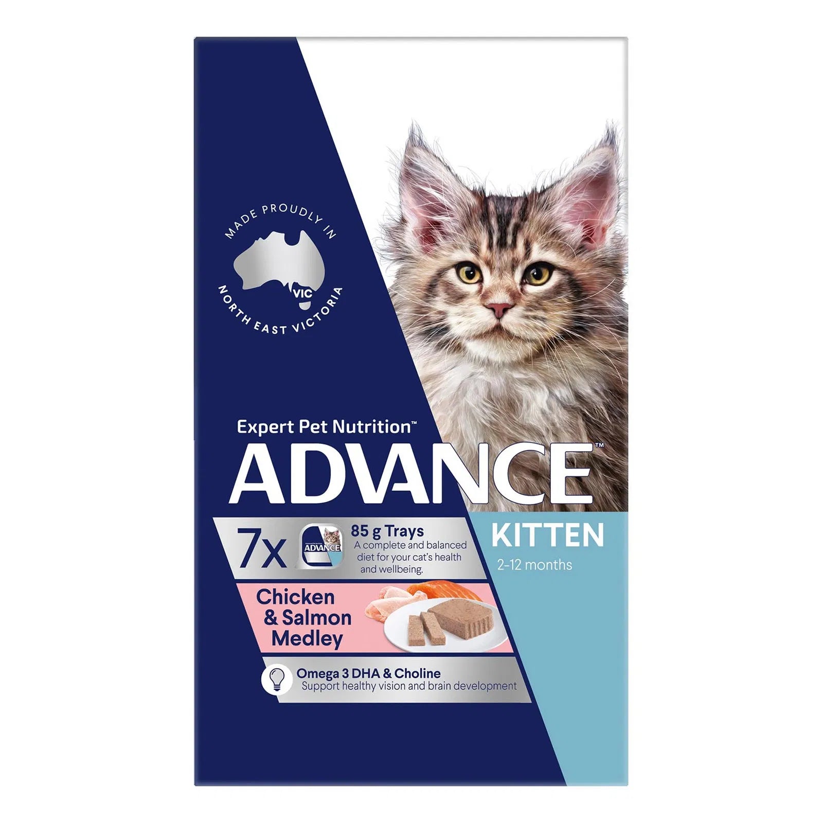Advance kitten food packaging with a cat on the label at Pet Servo