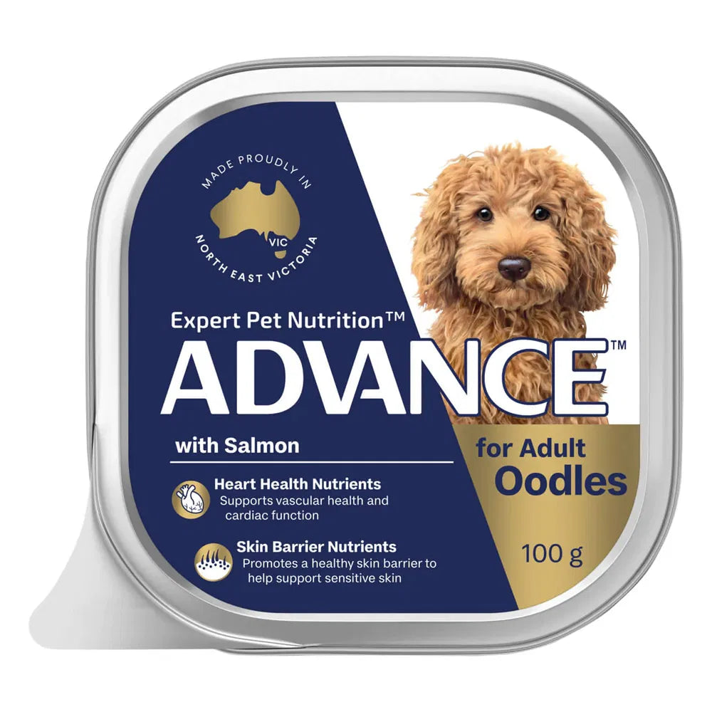 Advance dog food packaging with a puppy image on a white background at Pet Servo