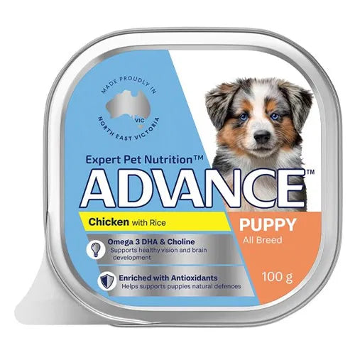 Advance puppy food pouch with a dog on the label at Pet Servo