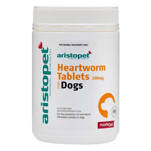 Aristopet Heartworm Tablets for dogs packaging on a white background at Pet Servo