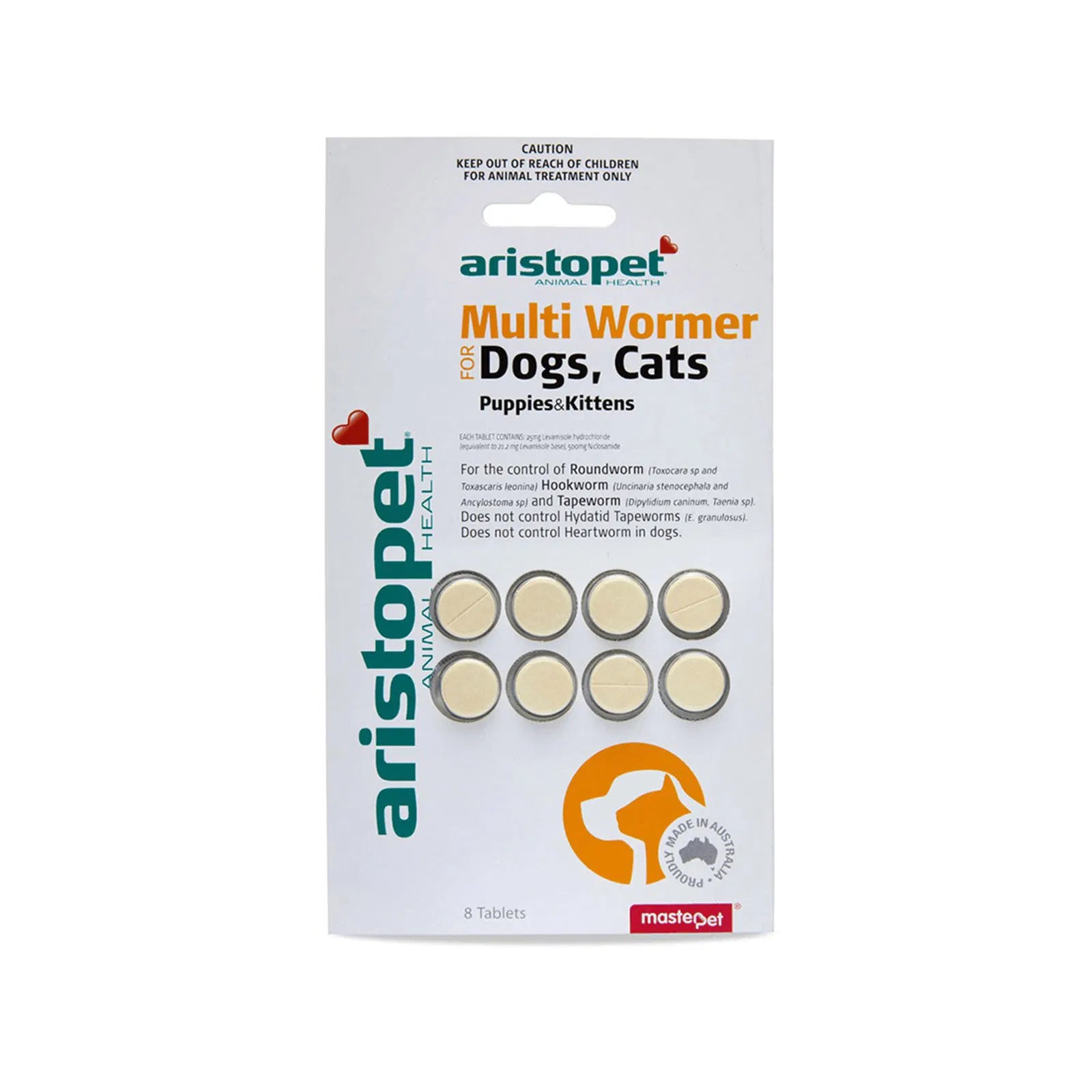 Aristopet Multi Wormer packaging for dogs and cats on a white background at Petservo.