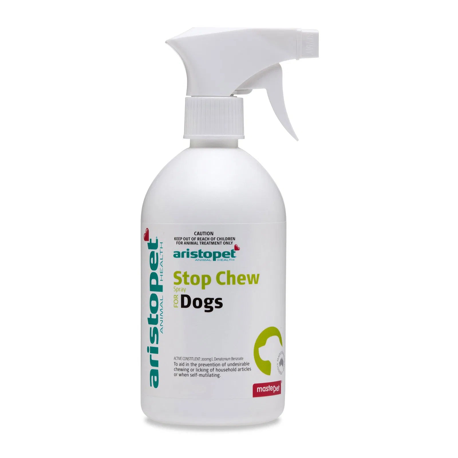 Aristopet Stop Chew for Dogs spray bottle on a white  at Petservo.