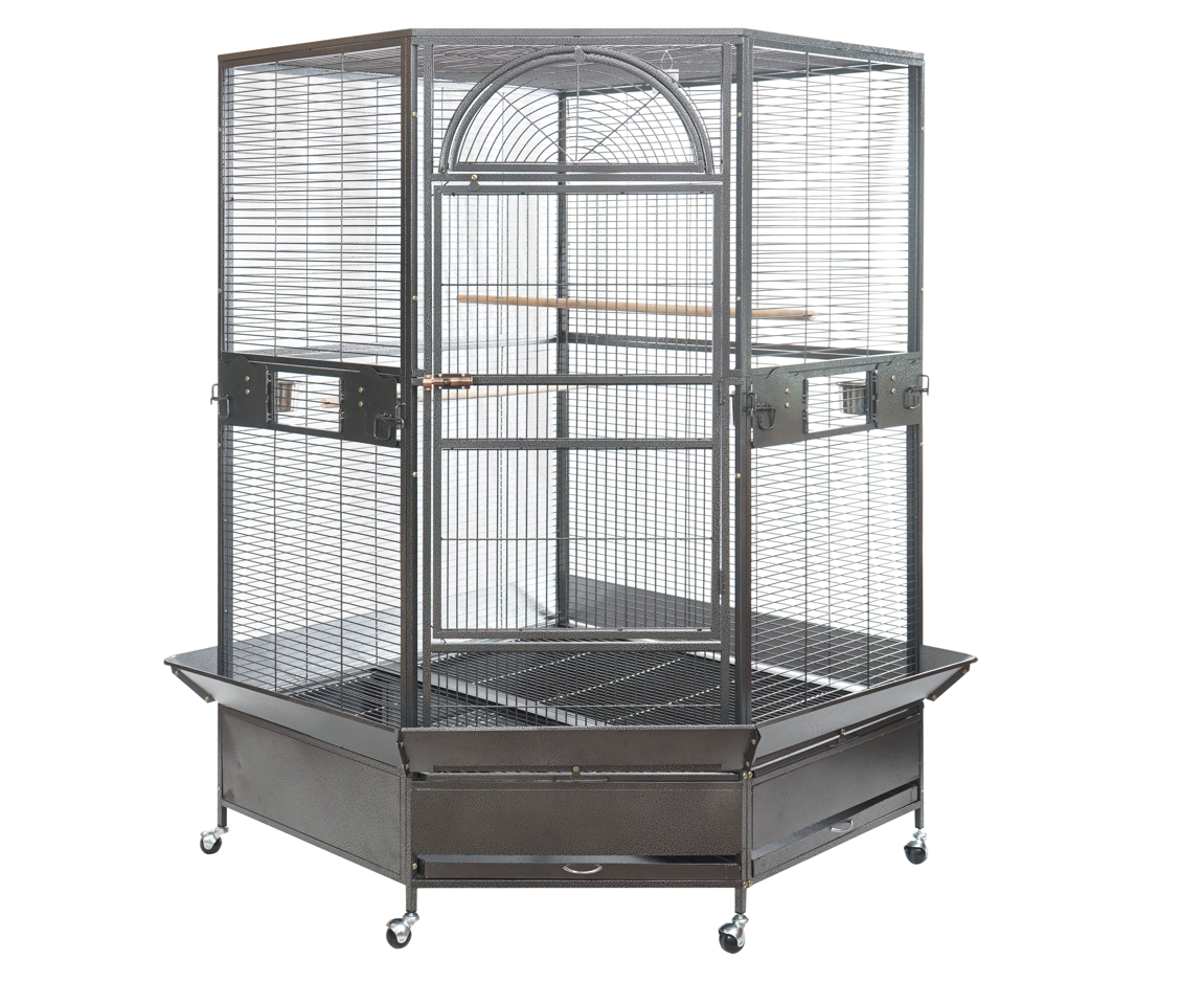 Large bird cage with a round top on a white background at Pet Servo