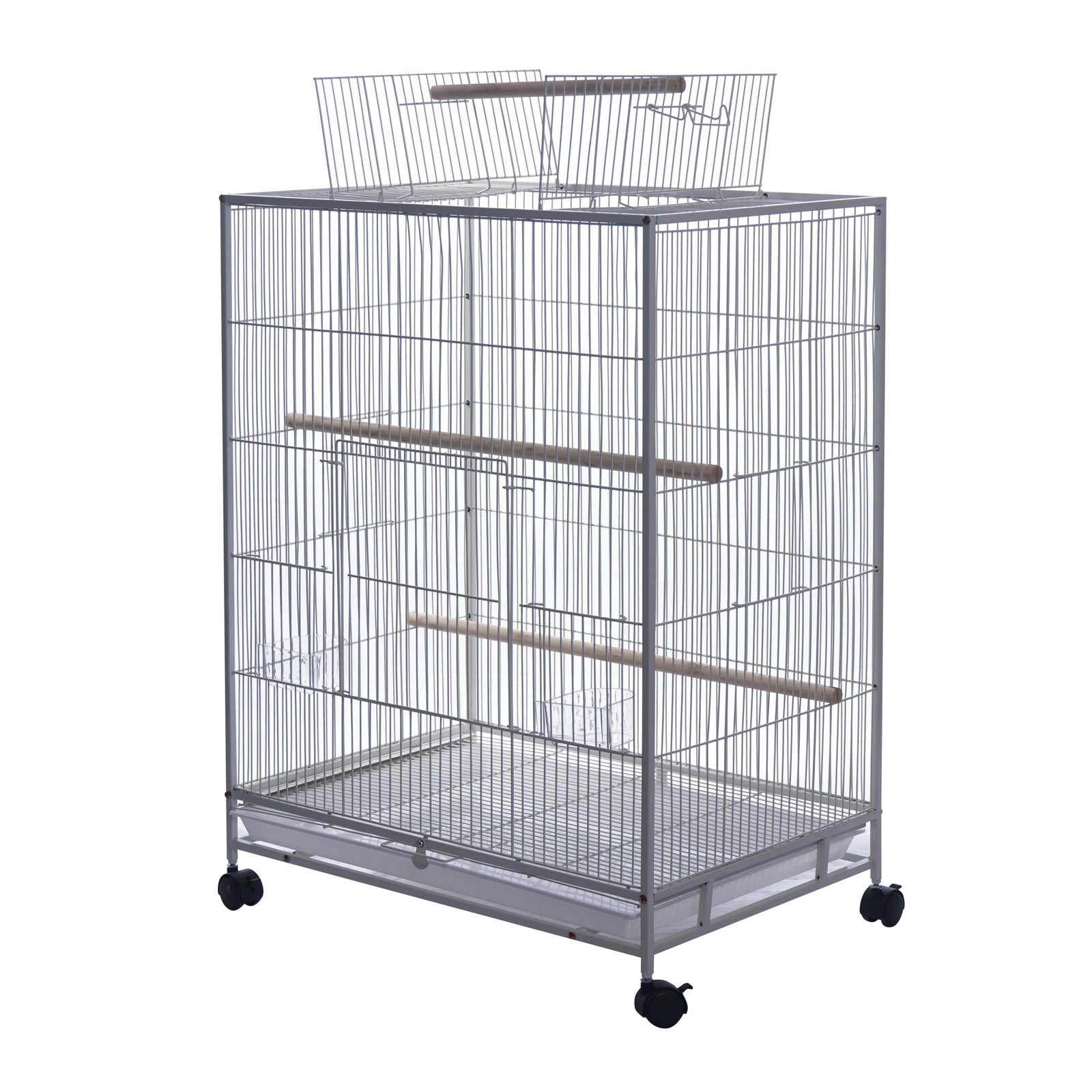 YES4PETS - 98cm Bird Cage Parrot Aviary Pet Stand-alone Budgie Perch Castor Wheels