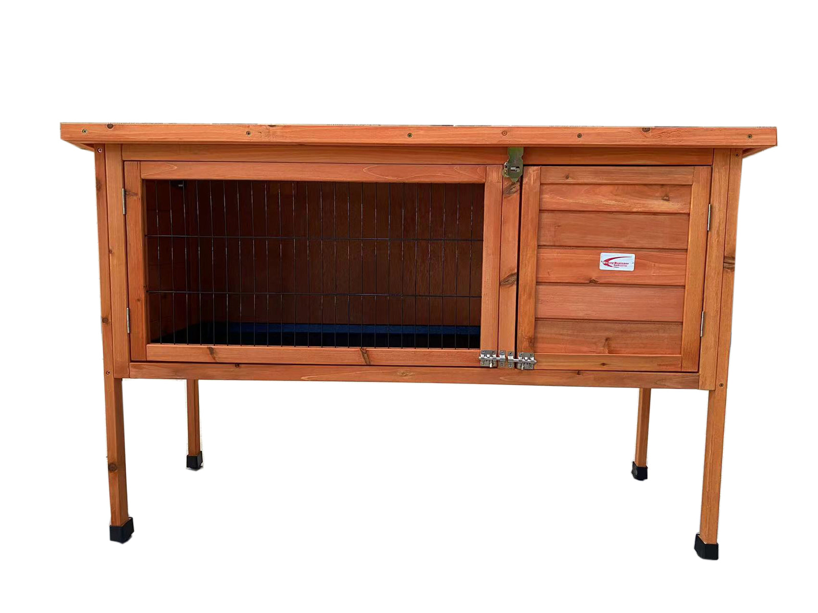 Wooden pet hutch with a door on a white background at Pet Servo