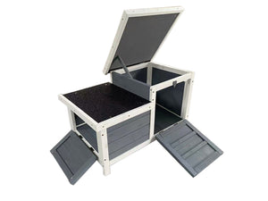 Gray storage box with open lid on a white background at Pet Servo