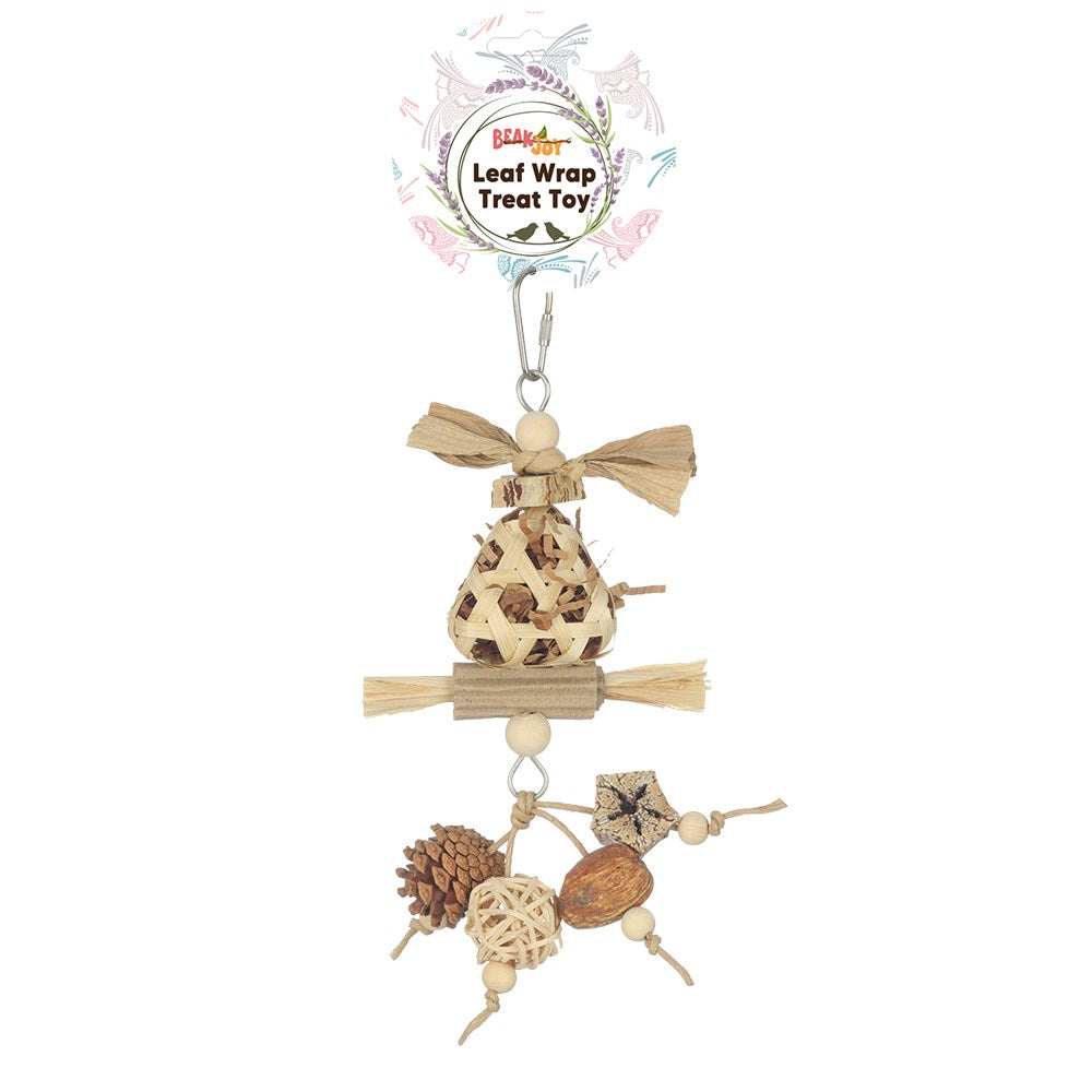 Bird toy with natural elements on a white background at Pet Servo