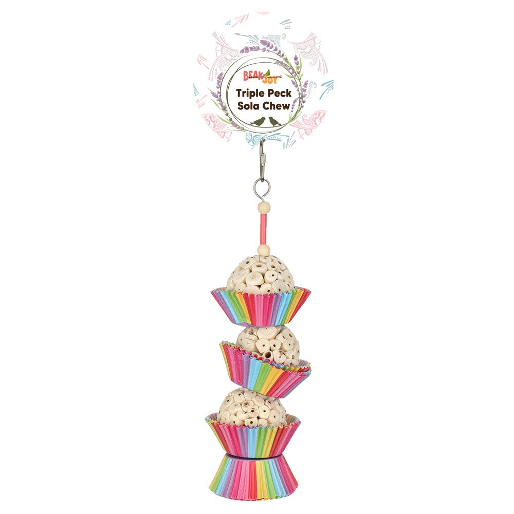 Triple tiered chew toy with colorful bases on a white background at Pet Servo