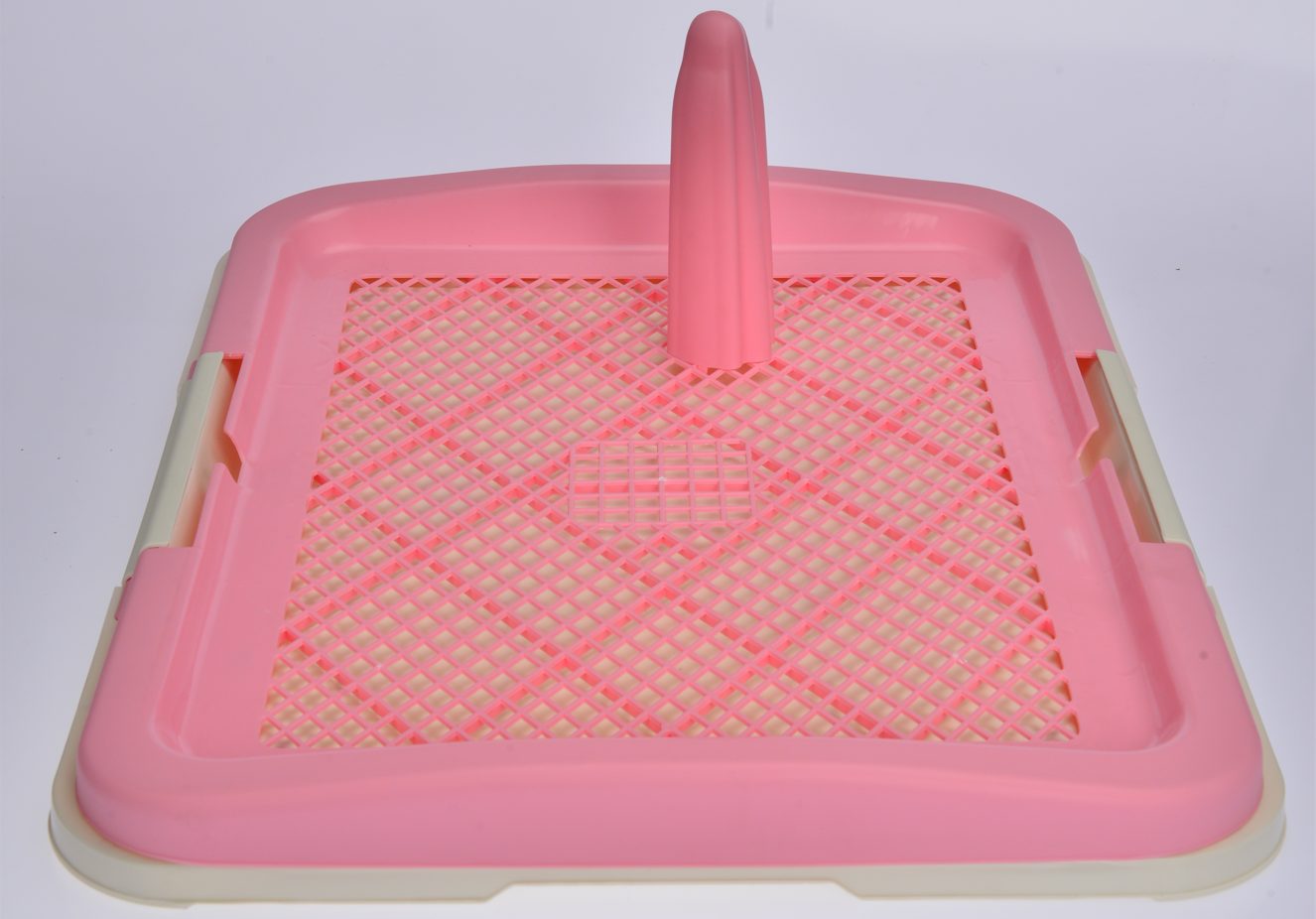 Pink plastic grid with a handle on a white background at Pet Servo
