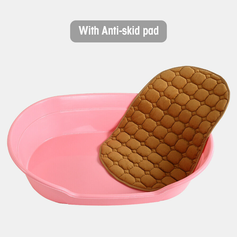Pink foot bath basin with brown anti-skid pad on a white background at Pet Servo