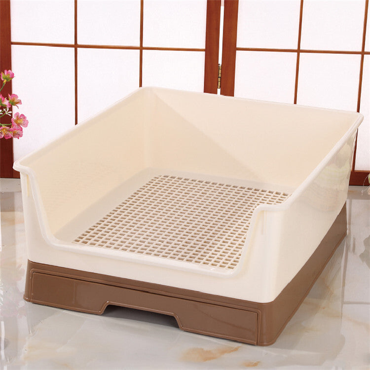 YES4PETS - Medium Dog Potty Training Tray with Wall - Brown - Pet Servo