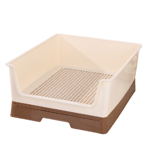 YES4PETS - Medium Dog Potty Training Tray with Wall - Brown - Pet Servo