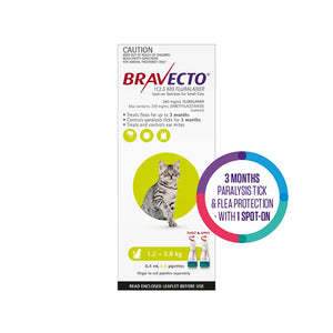 Bravecto packaging for cats with a cat illustration on a white background at Pet Servo