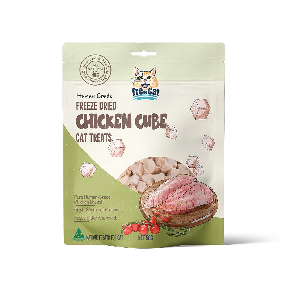 Buy Freecat Freeze Dried Chicken Cubes Cat Treats 50g at Pet Servo