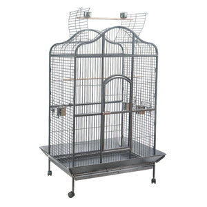 Large bird cage with multiple levels on a white background at Pet Servo