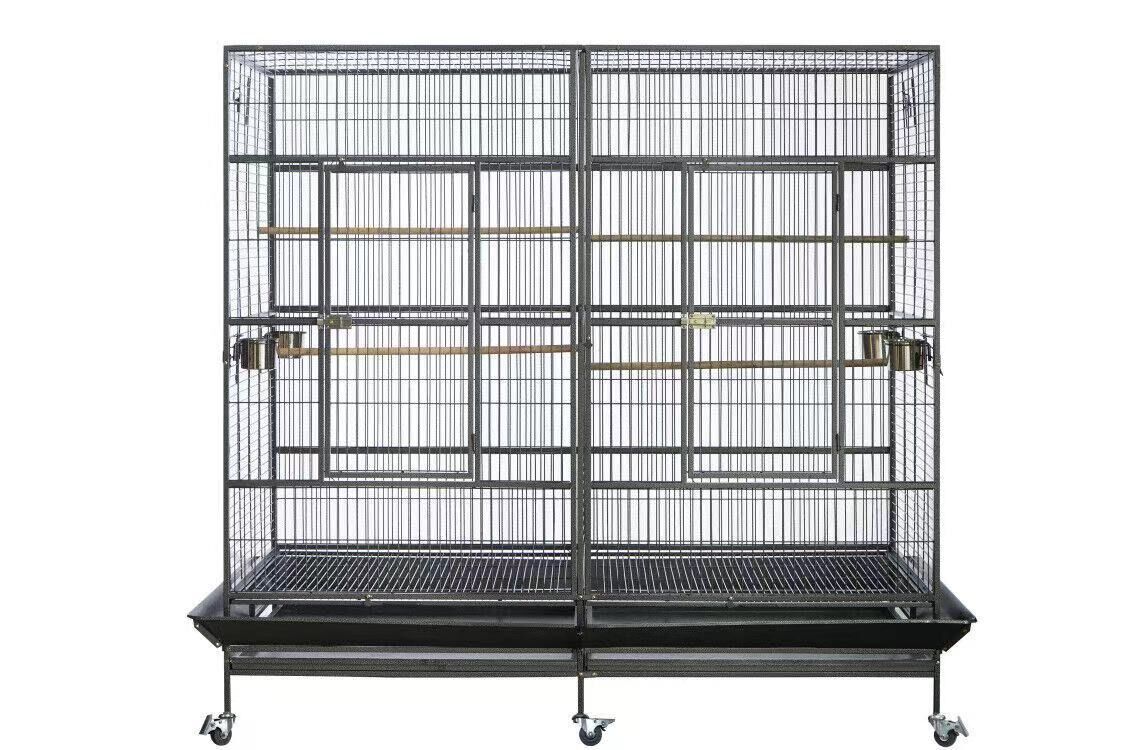 Large bird cage with multiple levels on a white background at Pet Servo
