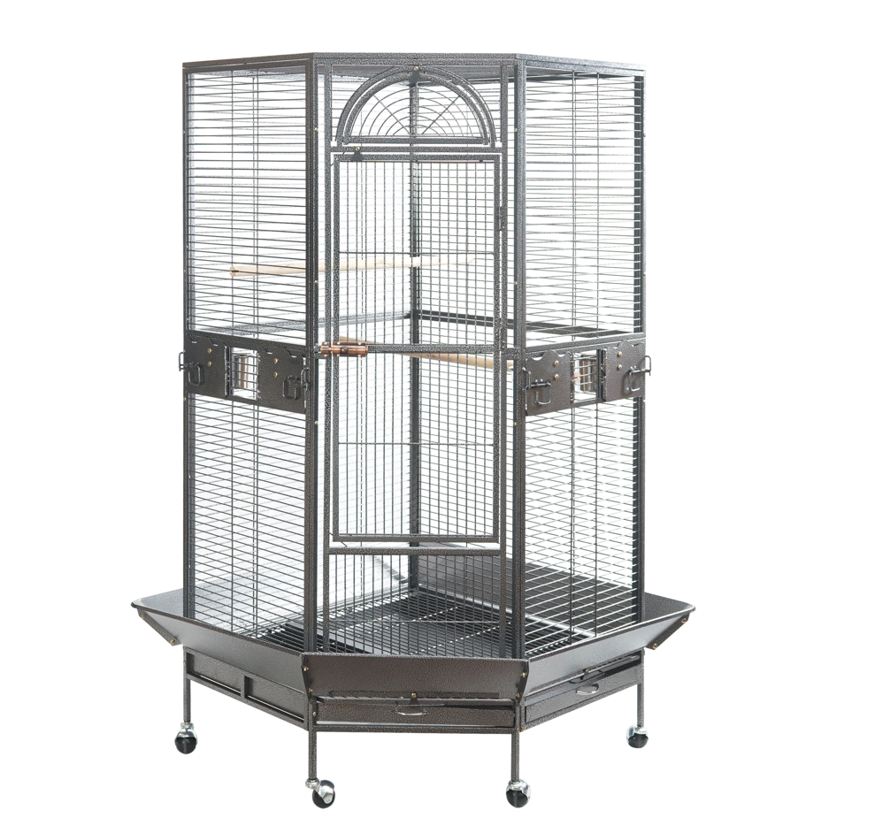 Large bird cage with a round top on a white background at Pet Servo