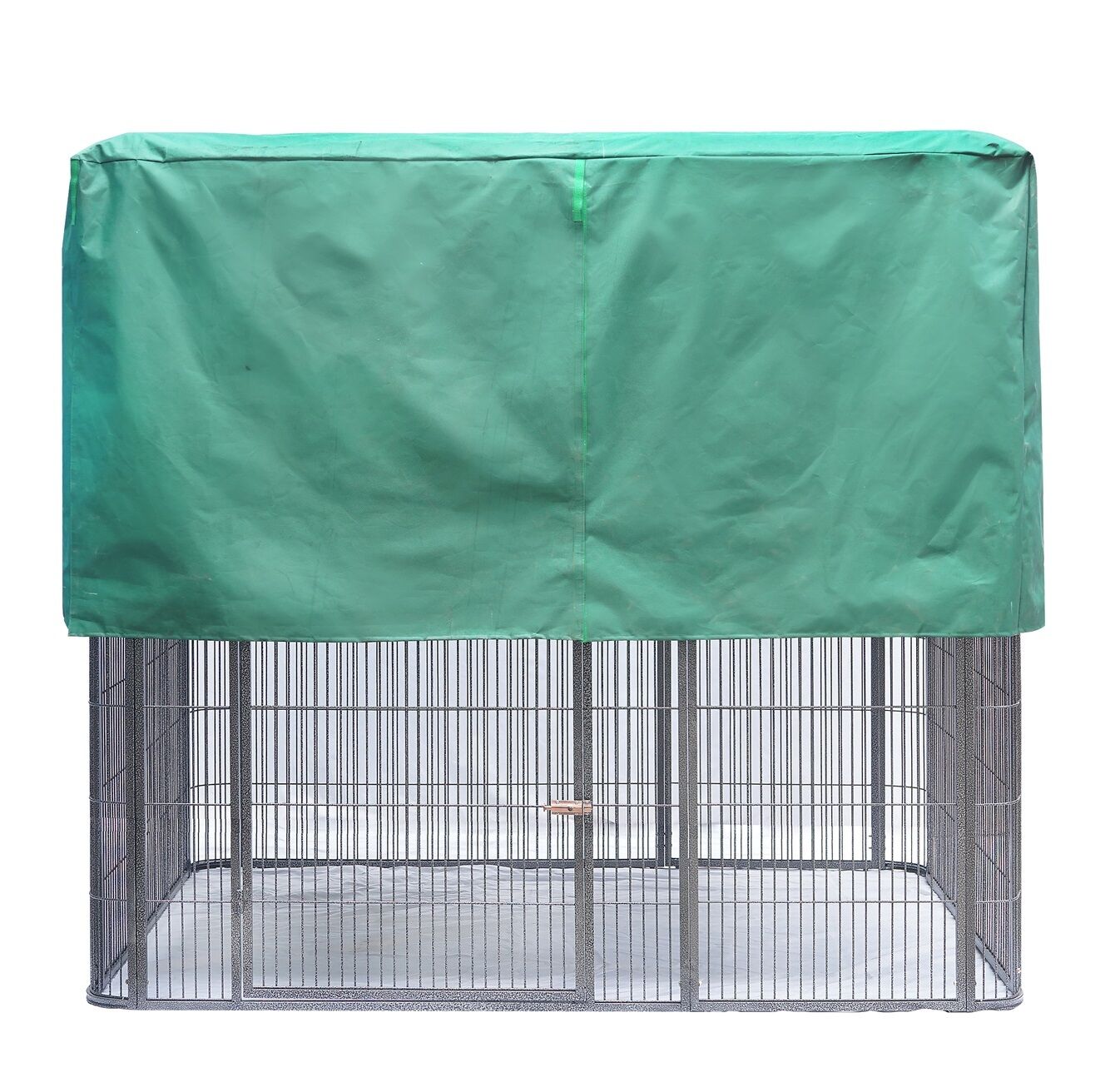 Pet cage with a green cover on a white background at Pet Servo