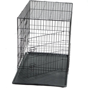 Black wire pet crate on a white background at Pet Servo