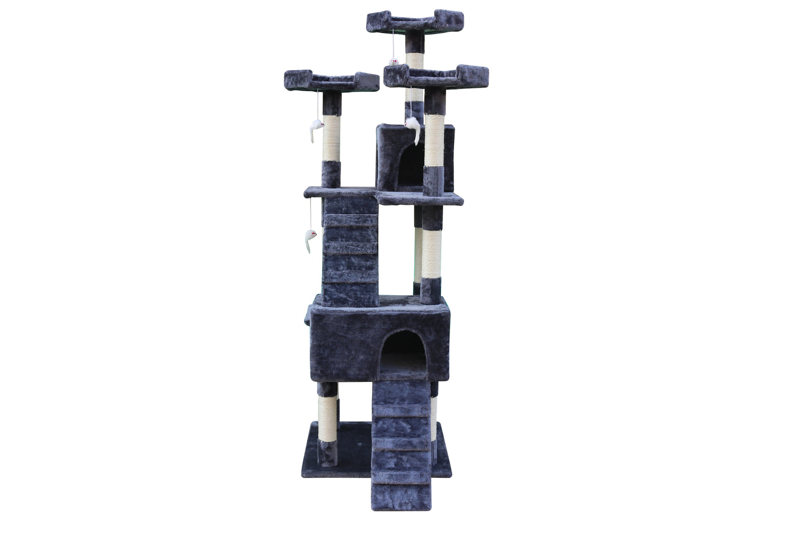 Cat tree with multiple levels and platforms on a white background at Pet Servo